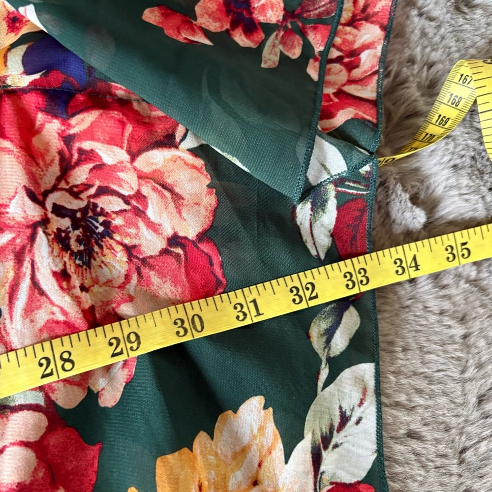 Emory Park Green Floral Kimono Cardigan Shawl Wrap Duster Sheer Boho Bloom 1XL - Picture 6 of 7